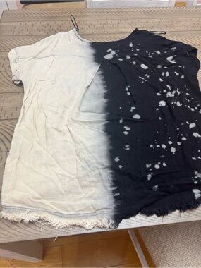Umgee Black & Cream Split Tie-Dye Tunic Tank